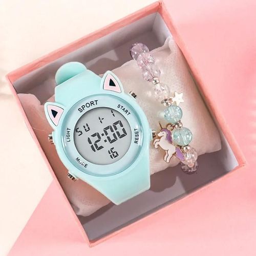 Ensemble De Montre Et Bracelet En Silicone Pour Enfants, Oreille De Chat, Multifonctionnel, Électronique, Sport, Nairobi, Orn-4 Watch Bracelet