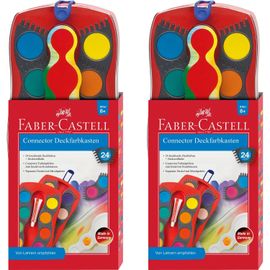 Faber-Castell Lot De 2 Boîtes De Pastilles De Gouache Connector, 24 Couleurs