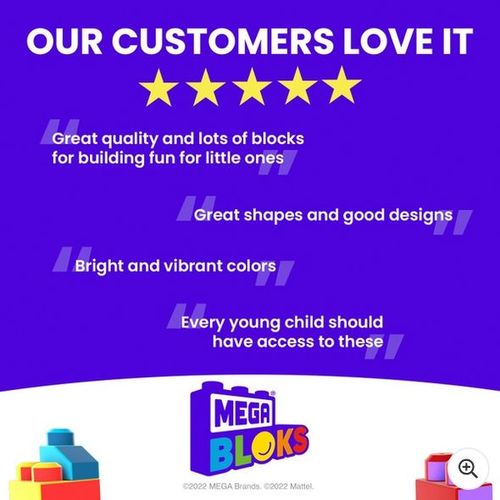 Mega Bloks Building Blocks Bigger Building Bag 150 Piece Set