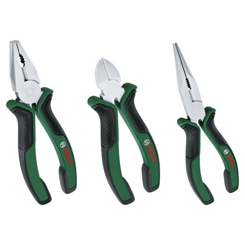 Bosch Home and Garden - Set de 3 pinces (universelle. a bec long. coupante diagonale endurantes ergonomiques)