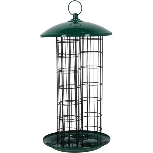 Distributeur De Boules De Graisse Pour Oiseau En Métal - Vert - D 23 X H 44 Cm