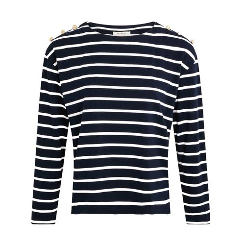 Tee Shirt Manches Longues Morgan Tmarin Blanc Bleu Marine Xl
