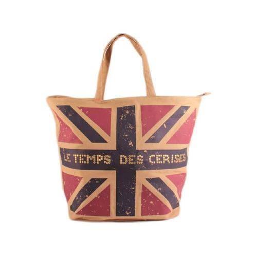 Le Temps des Cerises Sac Cabas En Toile Flag 1 Beige