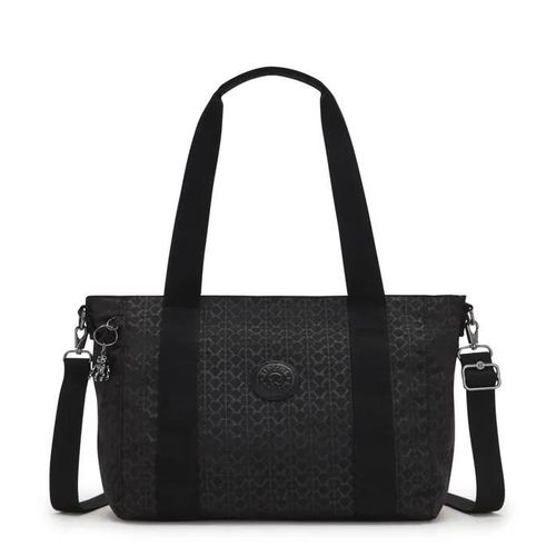 kipling Sac à épaule noir pour femme - Basic Plus Asseni Tote S Signature Emb 152532