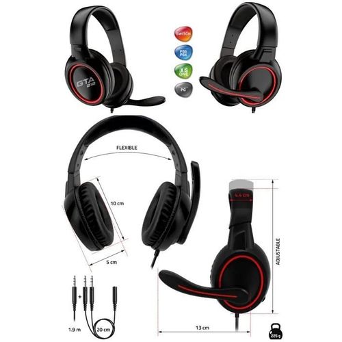 Casque PC Gamer MEGA BASS E-SPORT PS5-PS4-SWITCH-XBOX ONE-XBOX SERIES X/S -PC