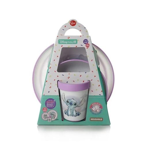 Coffret Repas 3 Pièces Gobelet + Bol + Assiette Antidérapants Lilo Et Stitch