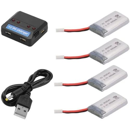 Yunique France 4 Pièces Lipo Batterie 3.7v, 600 Mah Pour Rc Drones Quadcopters Syma X5 X5c X5sc X5sw, Cheerson Cx-30w, Skytech M68-Autre