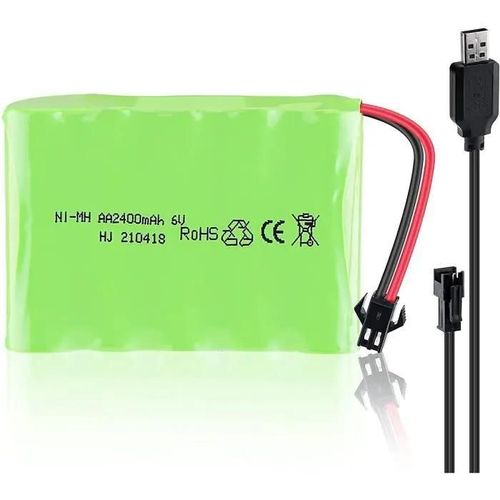 Yunique France 1 Pièce Batterie Rechargeable 6v Ni-Mh 2400 Mah Pour Télécommande Voiture + Câble De Charge Usb-Autre