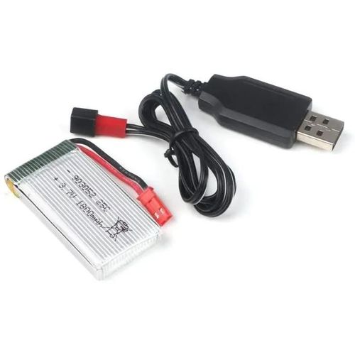 Yunique France 1 Pièce Batterie Quadcopter, Batterie Li-Po 3.7v 1800mah 25c Avec Prise Jst Et Câble De Charge Usb Pour Hélicoptère-Autre