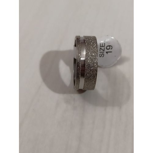 Bague En Acier Inoxydable,Métal Argenté,Effet Pailleté,Gravure Ligne Simple,Taille 19