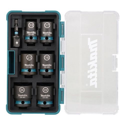 MAKITA Coffret de 6 douilles 1/2" IMPACT BLACK avec Adaptateur HEXA 1/4'' - E-16592