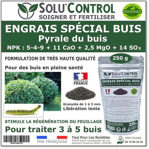 Engrais Spécial Buis 250 G - Solucontrol - Formulation Haute Qualité Organo-Minerale