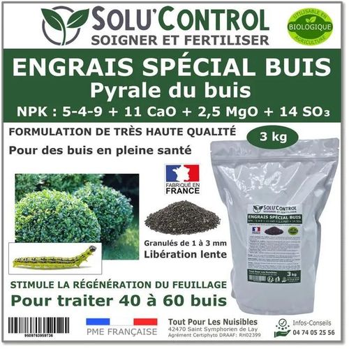 Engrais Spécial Buis 3 Kg - Solucontrol - Formulation Haute Qualité Organo-Minérale