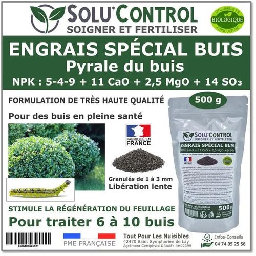 Engrais Spécial Buis 500 G - Solucontrol - Formulation Haute Qualité Organo-Minerale