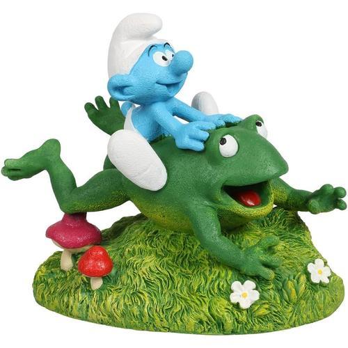 Aqua Della,Figurine Les Schtroumpfs Forêt Grenouille 13x8,2x11,4cm,Hautement Détaillée Et Fabriquée En Résine De Polyester,Non-Toxique Et Ph Neutre,Pour Les Aquariums D'eau Douce Et D'eau De Mer