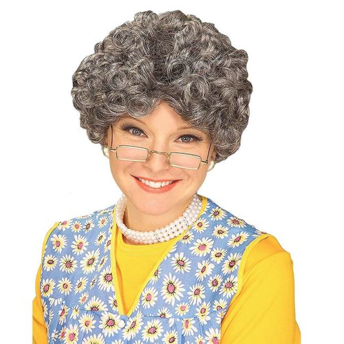 Silver Adult Momma Old Lady Costume Perruque Granny