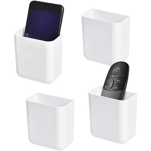 Paquet De 4 Boîte De Rangement Auto-Adhésive Organisateur De Télécommande Organisateur Multimédia Pour Télécommande De Téléphone C