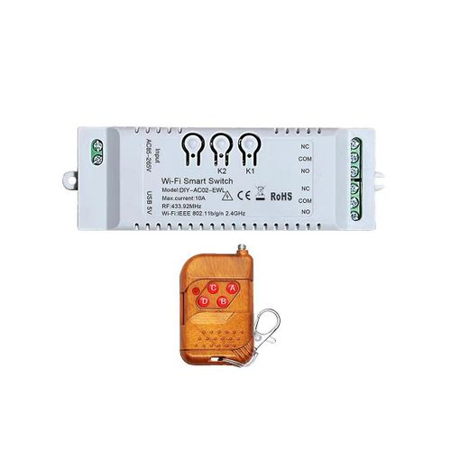 2CH WiFi Smart Switch DIY Minuterie + Télécommande 85-265V WiFi + RF433 + BT Module Domotique pour Alexa Googl
