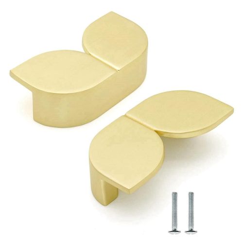 Pack de 2 armoire en or brossé tire demi-lune fleurs tiroir tire poignées en alliage de zinc pour kit de commode