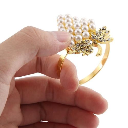 12 Pcs Perle Anneaux de serviette Or Forme de raisin Serviette Porte-boucle Porte-serviettes Table de fête de mariage