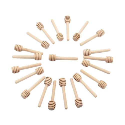 25Pcs Cuillères À Miel En Bois À Manche Long Bâtons Mélangeur Extracteur De Miel Dipper Pour Pot Café Lait Thé Su