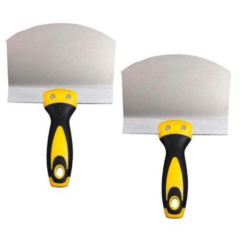 Paquet de 2 en acier inoxydable couteau à mastic peinture murale plâtre truelle arc cendre pelle peinture alimentation remplissage grattoir lame spatule