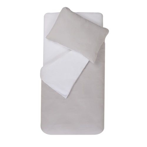 Parure Housse De Couette + Taie D'oreiller 100x140cm / 40x60 Cm Perle / Blanc - Domiva