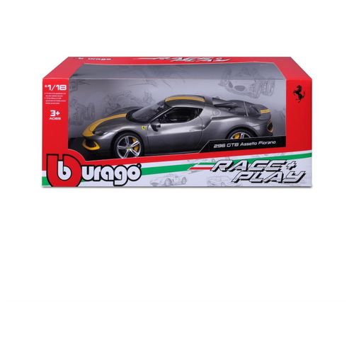 Véhicules Miniatures Die Cast 1/18 Ferrari - 296 Gtb - Grise Et Jaune