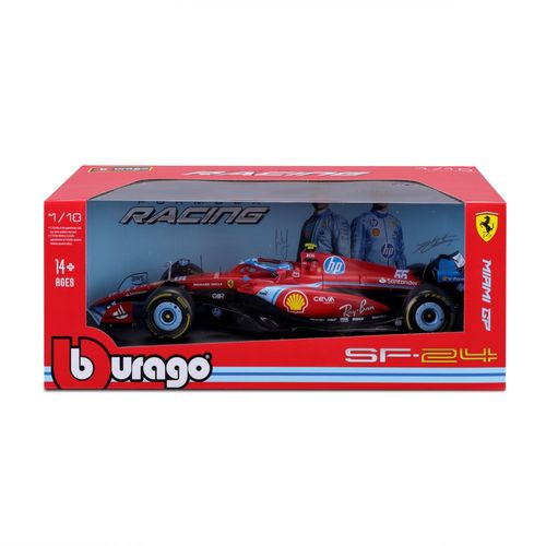 Véhicules Miniatures Die Cast 1/18 Ferrari Sf 2024 Formule 1 Miami - Avec Casque #Sainz