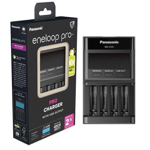 Panasonic Eneloop Pro Chargeur LCD BQ-CC65 ERP Sortie USB Ni-MH AA/AAA sans Piles