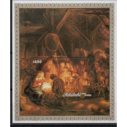 Aitutaki ( Australie ) Timbre Noël 1988 Rembrandt