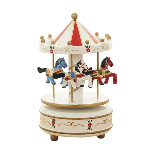 Boîte À Musique Cheval Rotative En Bois,Carrousel Vintage,Noël,Nouvel An,Rétro,Cadeau D'anniversaire,Décoration D'intérieur #D