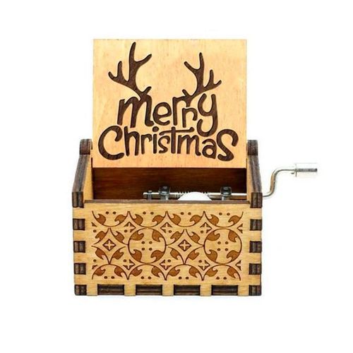 Boîte À Musique En Bois Noir,Mouvement À Manivelle,Vous Êtes Mon Phare,Cadeaux Pour Enfants,Cadeau D'anniversaire,Décoration De La Maison Et Du Bureau - Type Merry Christmas 01