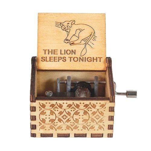 Boîte À Musique En Bois La Belle Et La Bête,Cadeau De La Fête Des Léons Et Des Travailleurs De Noël,Poignée De Main Pour Femme Et Fille - Type Sleeping Lion
