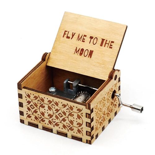 Boîte À Musique À Manivelle En Bois,Thème,Halloween,Joyeux Noël,Décoration De La Maison,Cadeau D'anniversaire,Chaud - Type Fly Me To The Moon