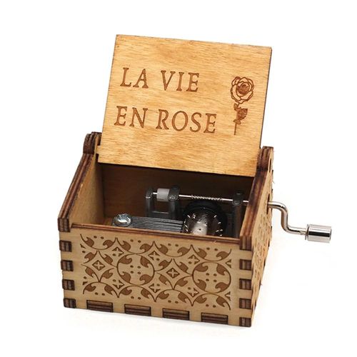Boîte À Musique À Manivelle En Bois,Thème,Halloween,Joyeux Noël,Décoration De La Maison,Cadeau D'anniversaire,Chaud - Type La Vie En Rose