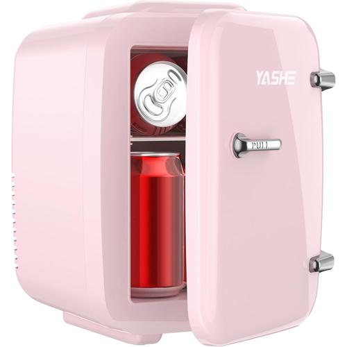 Mini Frigo De Chambre, 4 Litres Frigo Cosmetique, Petit Frigo Thermoélectrique Ca/Cc Pour Boissons, Nourriture, Beauté, Bureau, Dortoir, Voiture, Rose