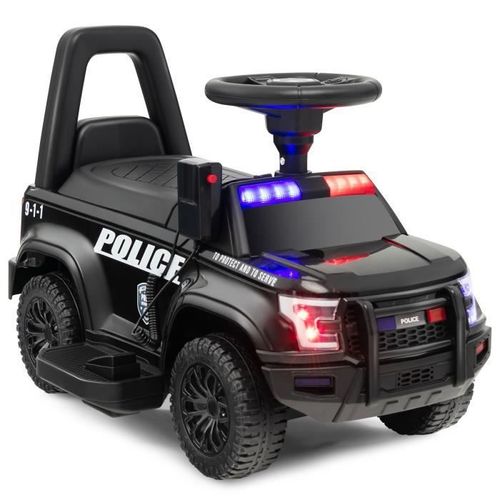 Costway Porteur Pour Enfants Avec Mégaphone & Autocollant De Police, Musique, Rangement Sous Le Siège, Jouet Educatif Baby Walker