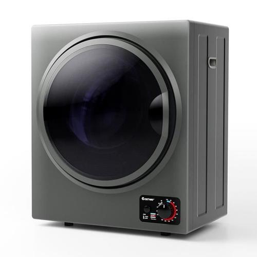 COSTWAY Sèche-linge Hublot 850W 2,5L 4 Modes de Séchage Cuve en Acier Inoxydable Classe C 112 trs/min 2 Niveaux Chauffage Gris