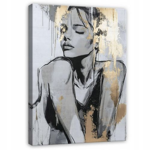 Impression sur toile abstrait femme moderne 120x80 cm xxl tableau décoration deco murale intissée pour salon chambre cuisine