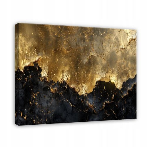 Impression sur toile abstrait or noir moderne 100x75 cm xxl tableau décoration deco murale intissée pour salon chambre cuisine
