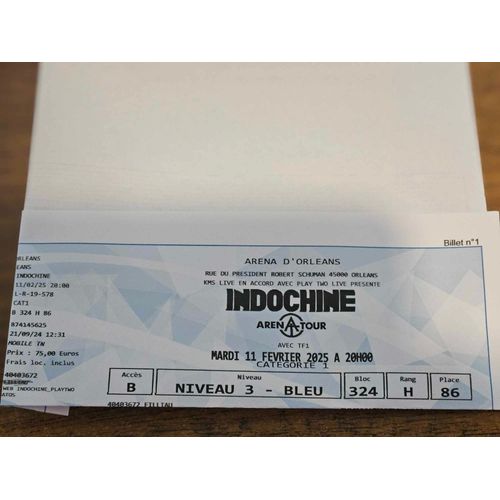 Billet Indochine Orleans Le 11 Fevrier 2025