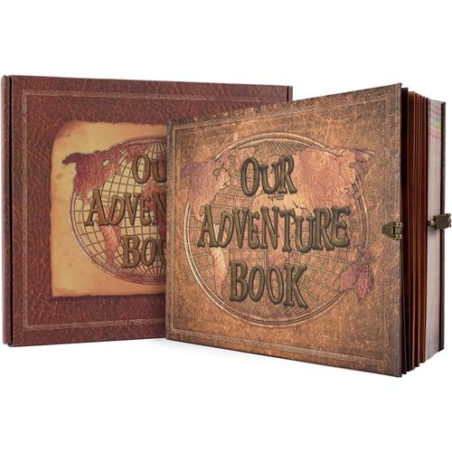 Album Photo À Personnaliser-Notre Livre D'aventure Fait À La Main-Grand Format Avec 180 Pages-Album De Scrapbooking Pour Les Mariages En Famille (25 X 20 Cm) (Marron).[Q621]