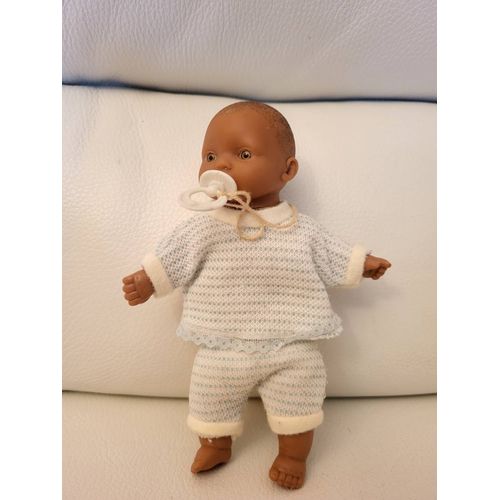 Mini Bébé Avec Tétine Vintage Tenue Rayée Bleu - Made In Spain