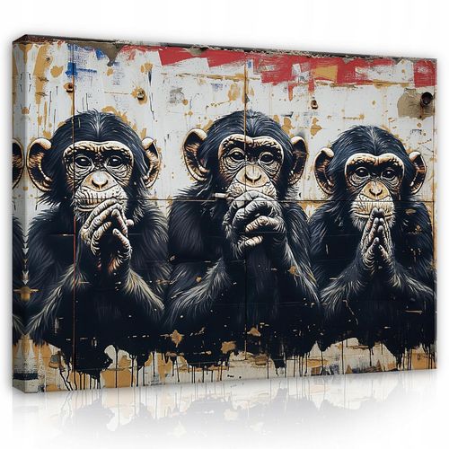 Impression sur toile abstrait singes moderne 120x80 cm xxl tableau décoration deco murale intissée pour salon chambre cuisine