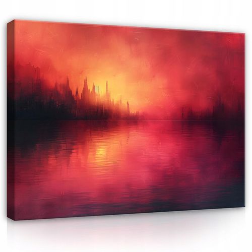 Impression sur toile abstrait noir rouge moderne 60x40 cm xxl tableau décoration deco murale intissée pour salon chambre cuisine