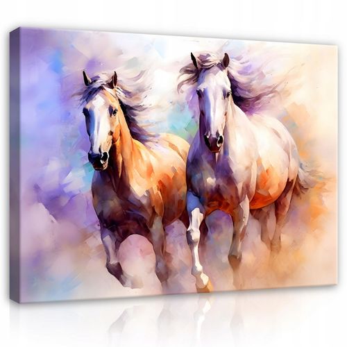 Impression sur toile abstrait chevaux moderne 100x75 cm xxl tableau décoration deco murale intissée pour salon chambre cuisine
