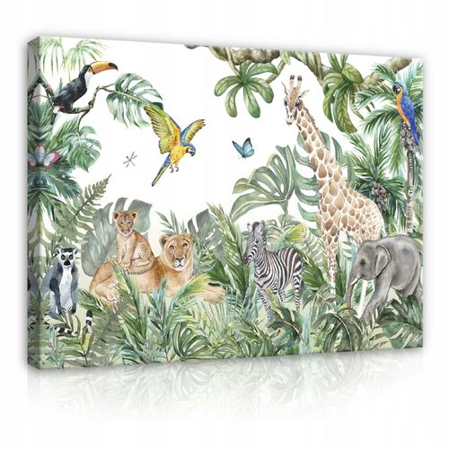 Impression sur toile enfant animaux moderne 100x75 cm xxl tableau décoration deco murale intissée pour enfant