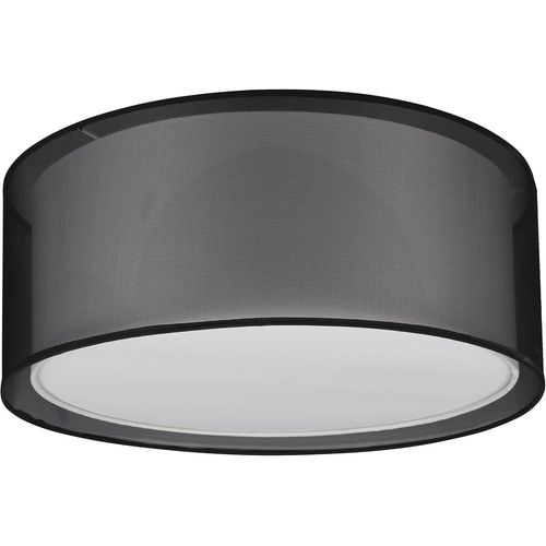 Trio Rio, Lampe De Table, Burton 1xe14, Max.28,0 W Organza, Fumé, Corps: Métal, Noir Mat Ø:12,5cm, H:28,5cm Interrupteur De Cordon,Ip20,Sans Illuminant.[G916]