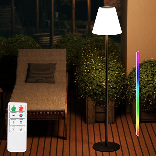 Lampadaire Solaire D'extérieur Avec Capteur De Lumière Lampadaire De Jardin Lampadaire De Terrasse Variation À Distance 2 En 1 Rechargeable 8 Couleurs Ip44 Idéal Pour Patio Balcon Jardin.[G611]